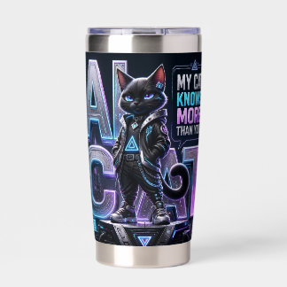 Cyberpunk AI Cat: Smart & Futuristic Digital Art Insulated Tumbler