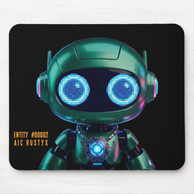 Cyberpunk AI Robot Mouse Pad #00002 | AIC Rustyx (Front)