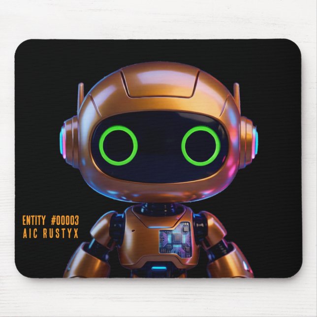 Cyberpunk AI Robot Mouse Pad #00003 | AIC Rustyx (Front)