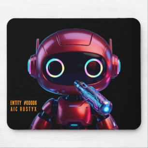 Cyberpunk AI Robot Mouse Pad #00006   AIC Rustyx