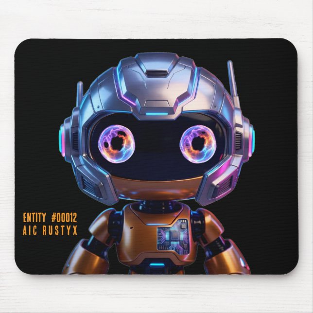 Cyberpunk AI Robot Mouse Pad #00012 | AIC Rustyx (Front)