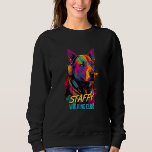 Cyberpunk American Staffordshire Terrier Dog Walki Sweatshirt