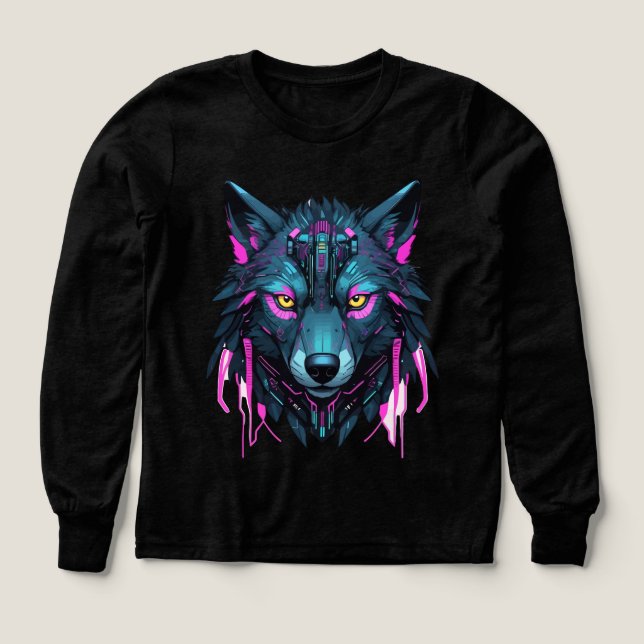 Cyberpunk Animal Portrait – Futuristic Neon Tri-Blend Shirts (Design Front)