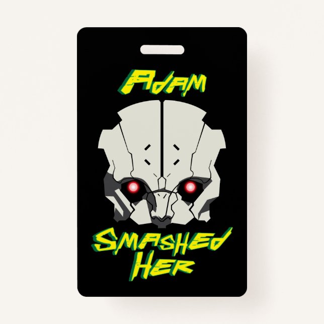cyberpunk anime edgerunners adam smasher smashed h badge (Front)