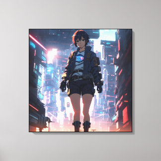 Cyberpunk Anime Girl Canvas Print