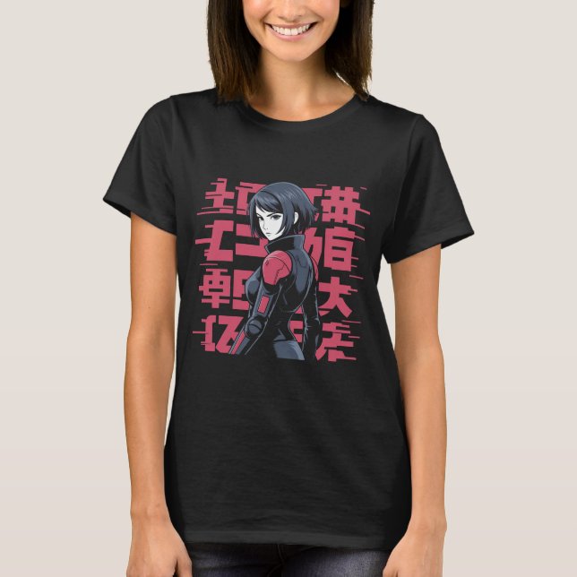 Cyberpunk Anime Glitch Art Android Girl Cyberpunk  T-Shirt (Front)