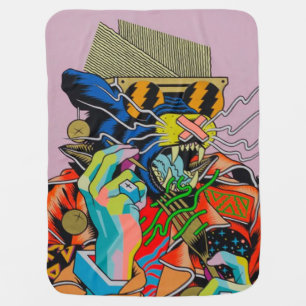 cyberpunk, anime, manga, acid, cyber, art, baby blanket