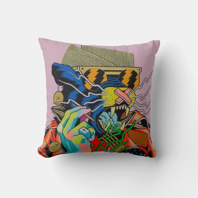 cyberpunk, anime, manga, acid, cyber, art, throw pillow (Front)