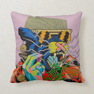 cyberpunk, anime, manga, acid, cyber, art, throw pillow