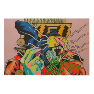 cyberpunk, anime, manga, acid, cyber, art, wood wall art