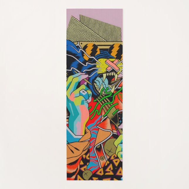 cyberpunk, anime, manga, acid, cyber, art, yoga mat (Front)