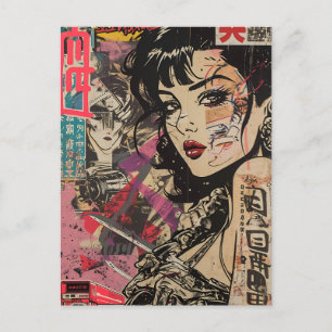 Cyberpunk Anime Portrait Postcard