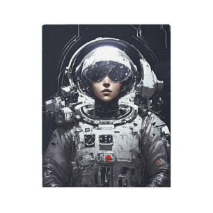 Cyberpunk Astronaut Girl Metal Wall Art