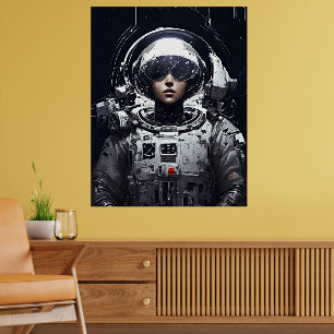 Cyberpunk Astronaut Girl Sci-Fi Poster