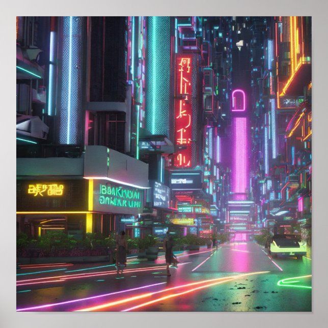 Cyberpunk Bangkok A futuristic Vision of Sukhumvit Poster (Front)