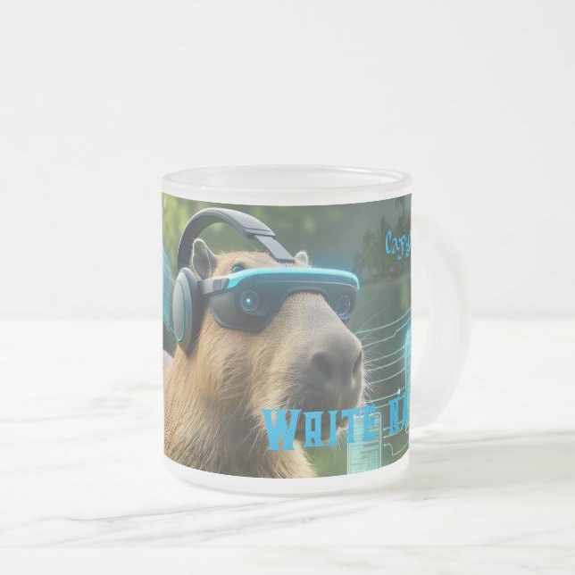 Cyberpunk Capybara VR Goggles Sci-Fi Coffee Mug (Front Right)