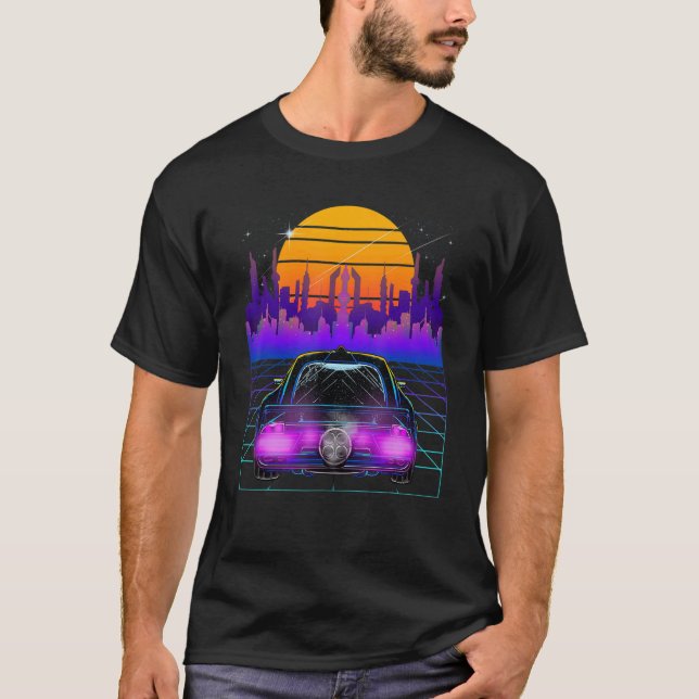 Cyberpunk Car Vaporwave Aesthetic Outrun Retro Gam T-Shirt (Front)