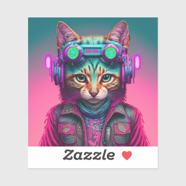 Cyberpunk Cat 1 Sticker (Sheet)
