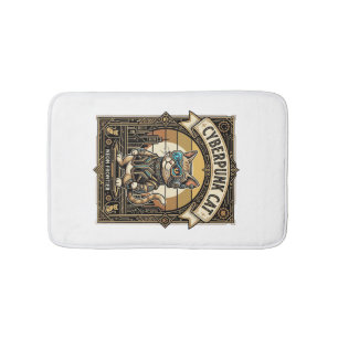 Cyberpunk Cat Cat Cyberpunk Vintage Bath Mat
