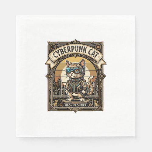 Cyberpunk Cat Cat Cyberpunk Vintage Napkins