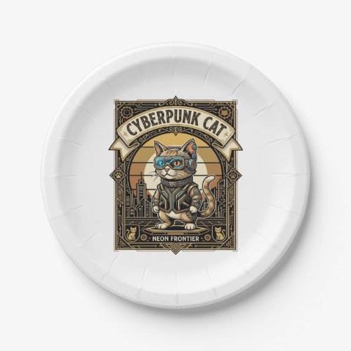 Cyberpunk Cat Cat Cyberpunk Vintage Paper Plates