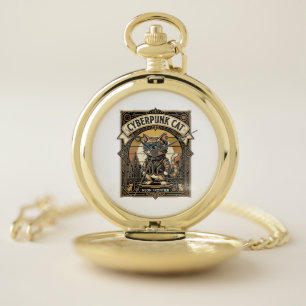 Cyberpunk Cat Cat Cyberpunk Vintage Pocket Watch