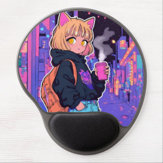 Cyberpunk Cat Girl Gel Mousepad – Neon Aesthetic