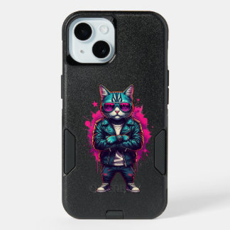 Cyberpunk Cat iPhone 16 Case – Neon Samurai Street