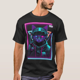 Cyberpunk Cat Kitty Punker Futuristic Cyber Punk T-Shirt