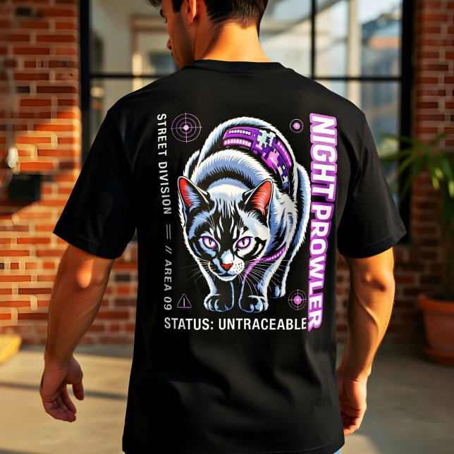 Cyberpunk Cat Shirt Neon Night Prowler Tech Gift (Creator Uploaded)
