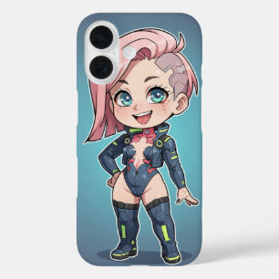 Cyberpunk Chibi Girl iPhone 16 Case