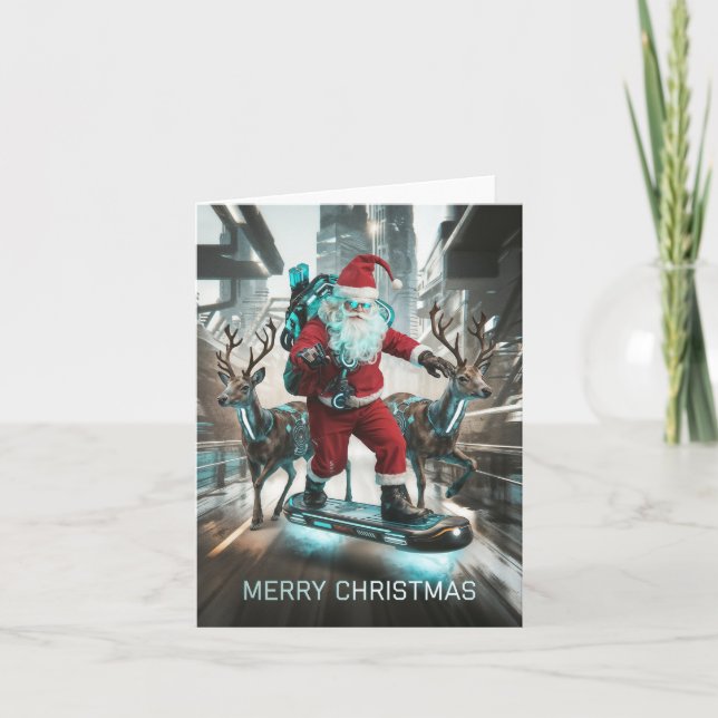 Cyberpunk Christmas Santa Claus Card (Front)