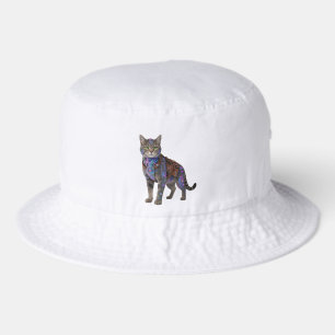 Cyberpunk Circuit Cat – Neon Tech Beast Bucket Hat