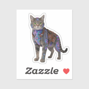 Cyberpunk Circuit Cat – Neon Tech Beast Sticker