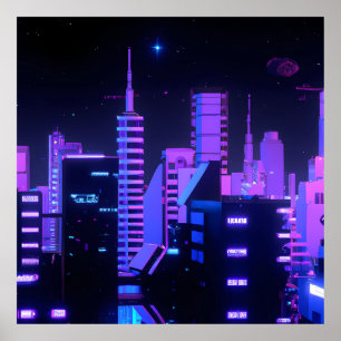 Cyberpunk city AI art poster