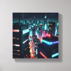 cyberpunk city canvas print