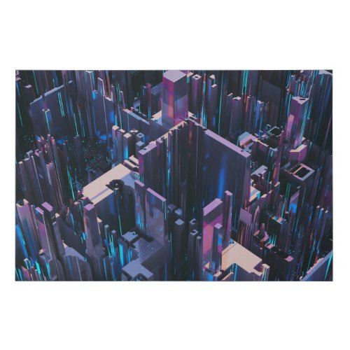 Cyberpunk city faux canvas print