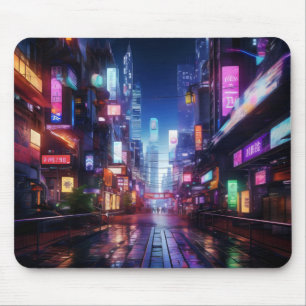Cyberpunk City Night Mouse Pad