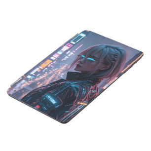 Cyberpunk Cityscape Poster Futuristic Female Hacke iPad Mini Cover