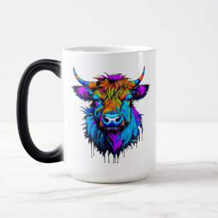 Cyberpunk Colorful Ai Highland Cow Color Morph Mug