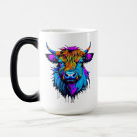 Cyberpunk Colorful Ai Highland Cow Magic Mug