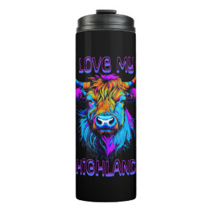 Cyberpunk Colorful Ai Highland Cow Thermal Tumbler
