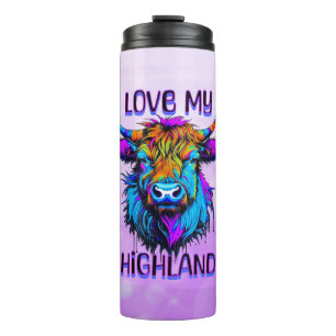 Cyberpunk Colorful Ai Highland Cow Thermal Tumbler