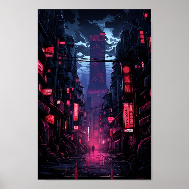 Cyberpunk Corpo Tower Tokyo Poster (Front)