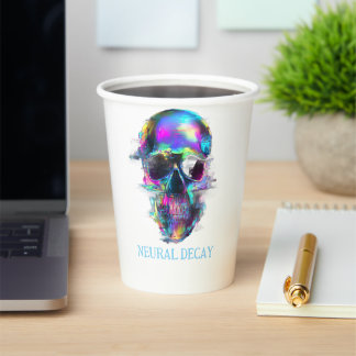 Cyberpunk Cyber Skull Neural Decay Paper Cups