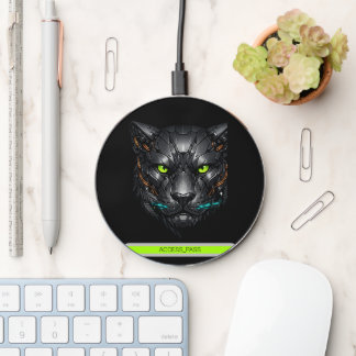 Cyberpunk Cybernetic Panther Gamer Custom ID Wireless Charger