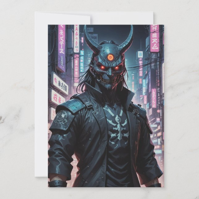 Cyberpunk Demon Samurai Invitation
