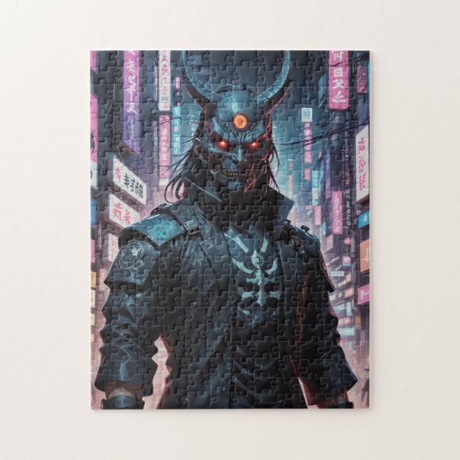Cyberpunk Demon Samurai Jigsaw Puzzle (Vertical)