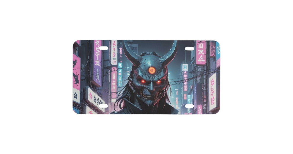 Cyberpunk Demon Samurai License Plate | Zazzle
