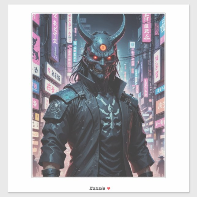 Cyberpunk Demon Samurai Sticker (Sheet)